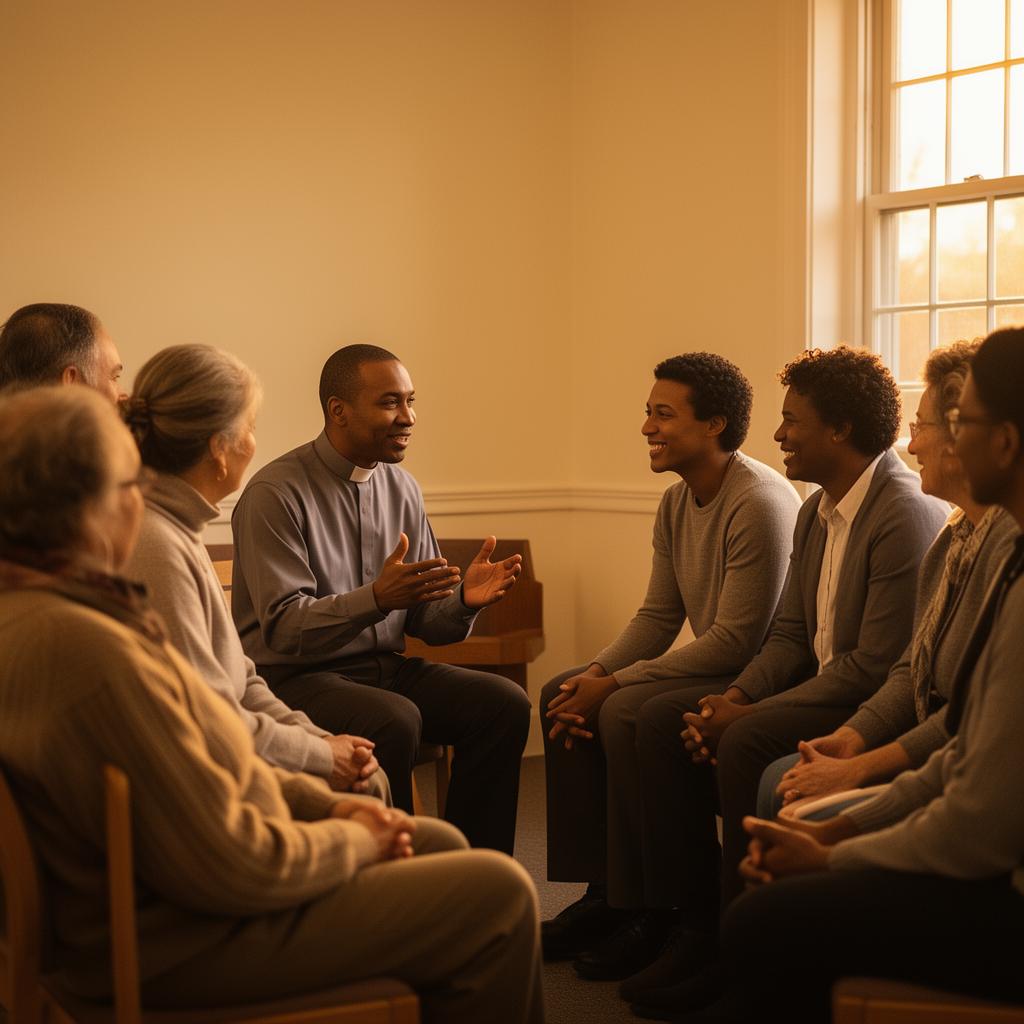 Pastor leading a community financial education conversation